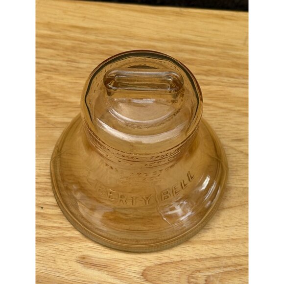 Vintage Amber Carnival Glass 1976 Liberty Bell Coin Bank With Slot Bicentennial - Picture 2 of 9